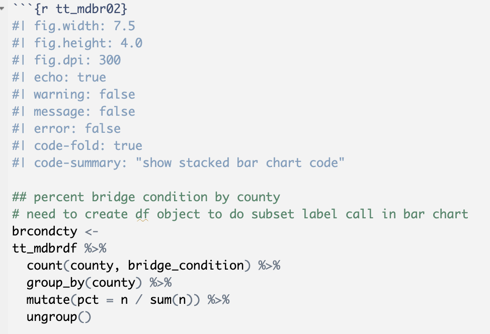 r code chunk in quarto.